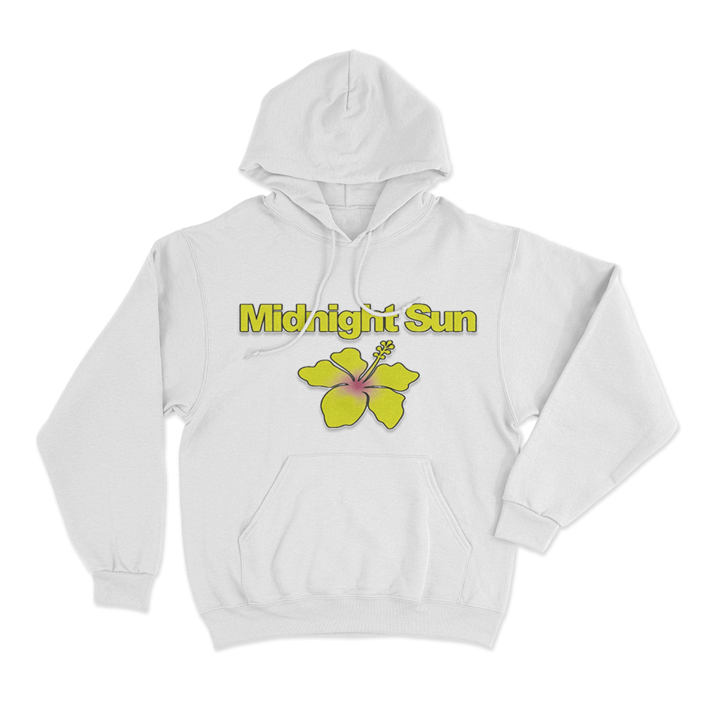Midnight Sun Hibiscus Hoodie White Midnight Sun Hibiscus Hoodie White