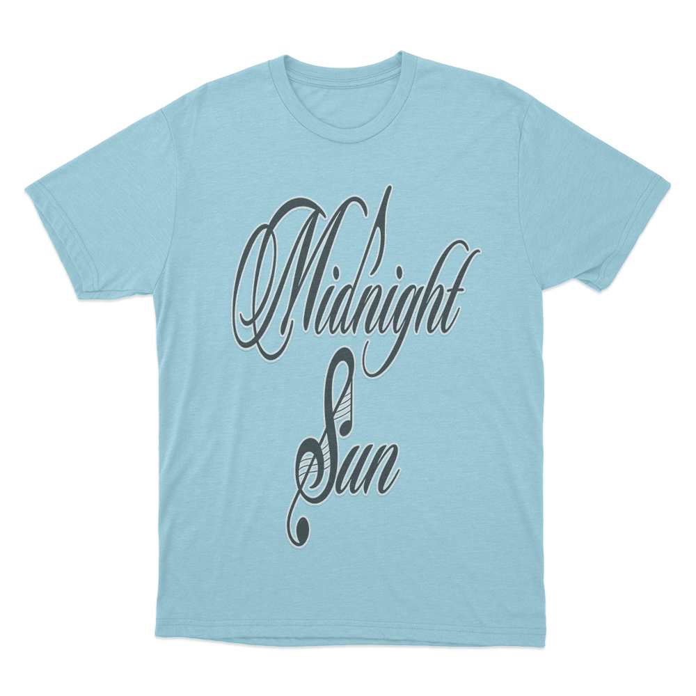 Midnight Sun Script T Shirt Sky Blue Midnight Sun Script T Shirt Sky Blue